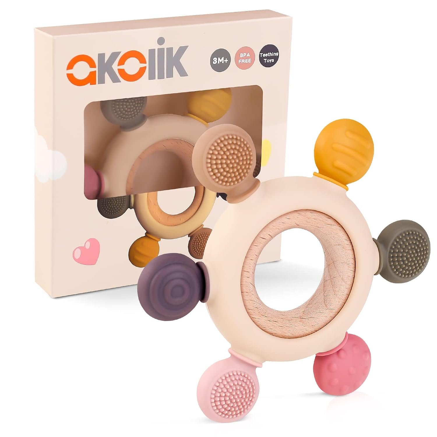akolik Baby Teething Toys,Teething Relief Teethers Toy for Babies 0-3-6-9-12 Months Old Boys Girls BPA Free Baby Chew Toys Infant Toys Newborn Accessories