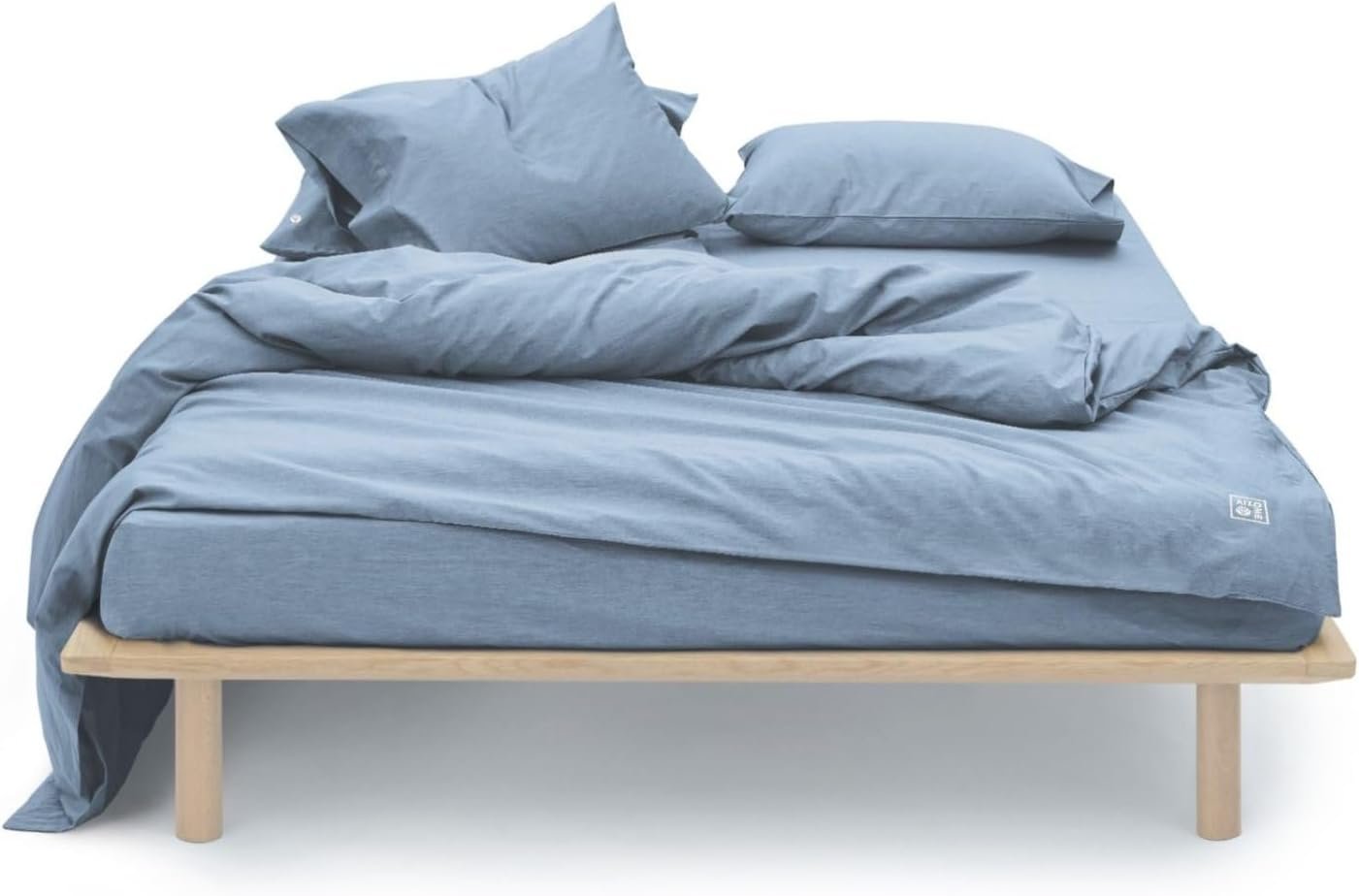 AIZOME Organic Cotton Duvet Cover Plant Dyed, Full/Queen, Deep Indigo