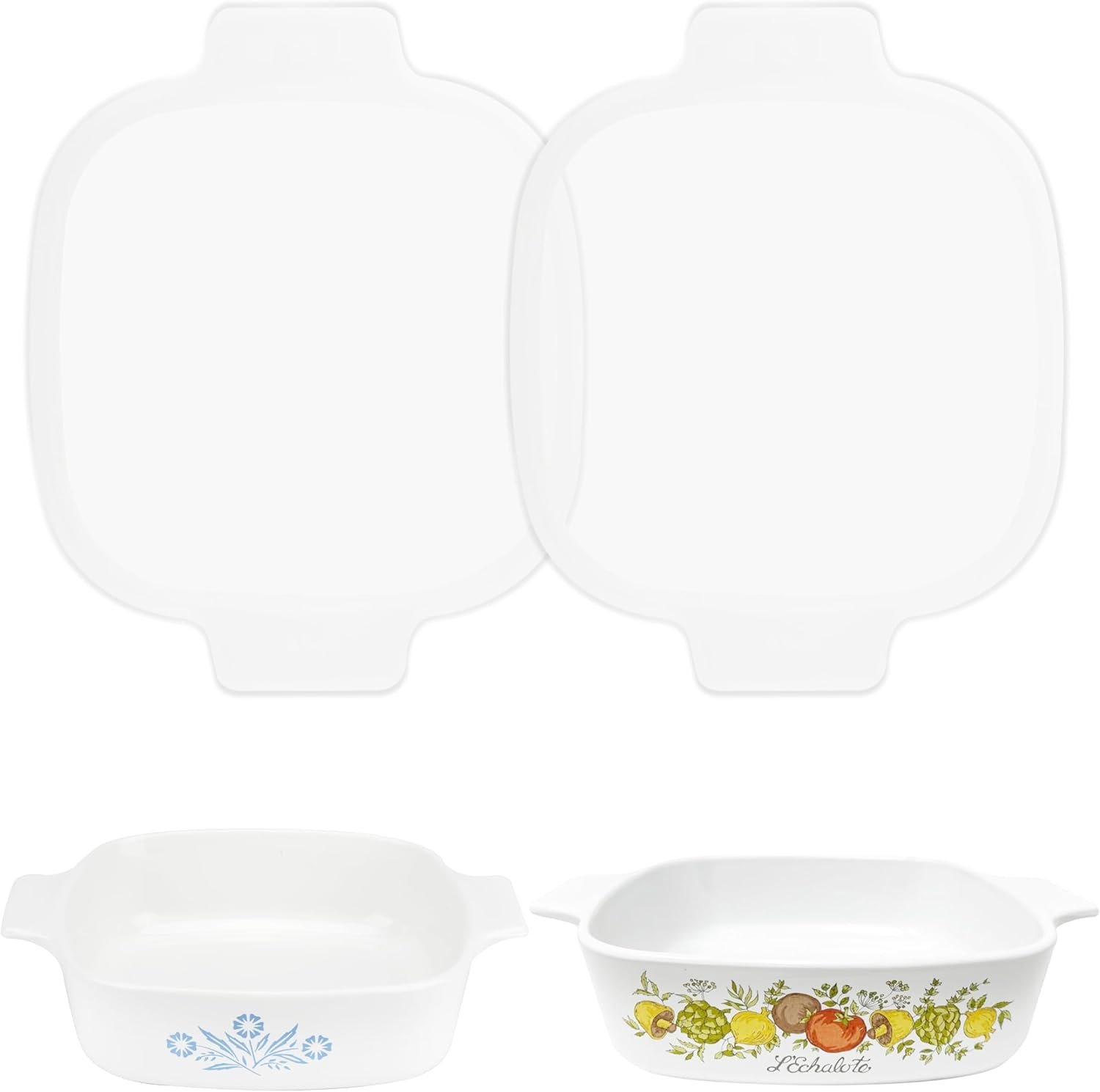 Silicone Replacement Lids for Corningware A-1-B | A-1.5-B Casserole Dish, Dishwasher Safe, 2 PCS-Transparent