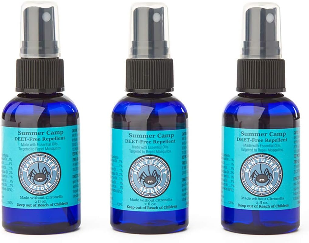 Nantucket Spider 3-Pack | Summer Camp Insect Repellent Spray (2 oz) | DEET-Free & Citronella-Free | Essential Oil Bug Spray for Kids & Family | Made in USA