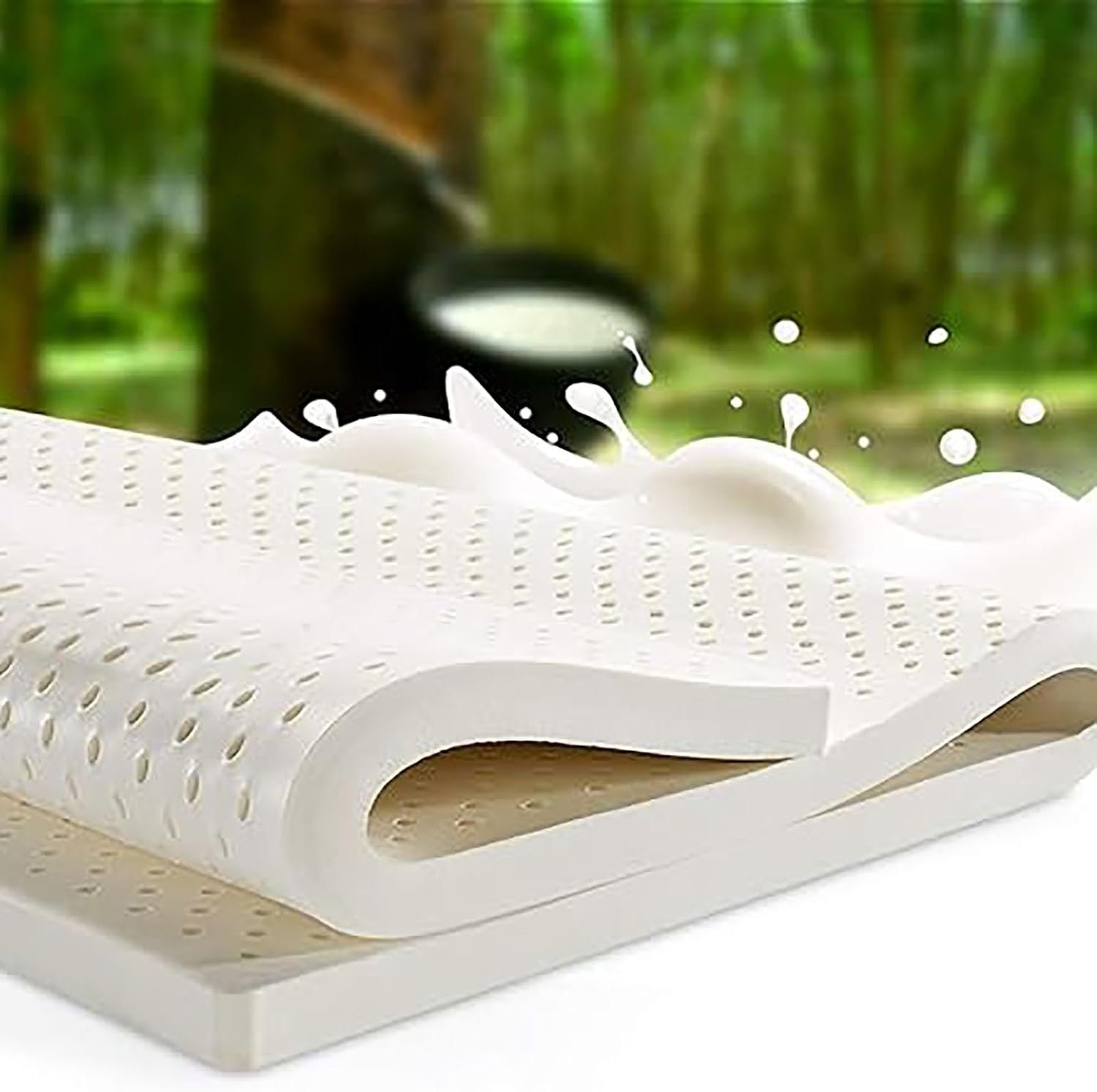 Natural Latex Mattress Topper, 100% Natural Latex Mattress Premium Latex with Organic Mattress Cover, Medium Firmness Help Relief Shoulder & Back Pain,Queen,60″×80″×2″