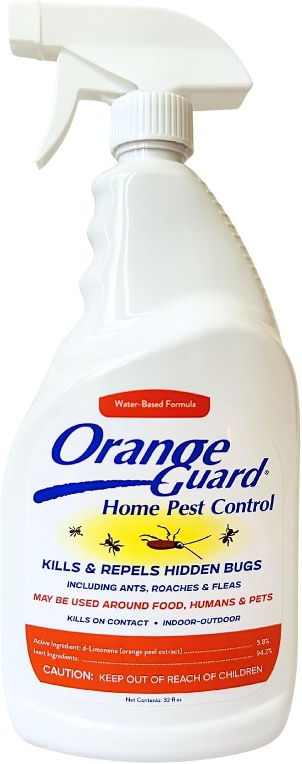 Orange Guard Home Pest Control Spray with D-Limonene | All-Natural Food Grade Orange Peel Oil for Bugs, Ants, Roaches, Fleas, Palmettos and Silverfish – 32oz