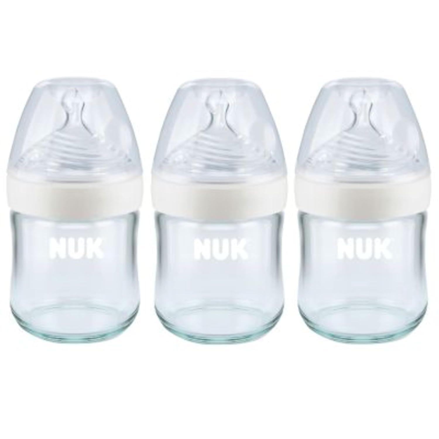 NUK Simply Natural Glass Baby Bottles, 4 oz, 3 Pack
