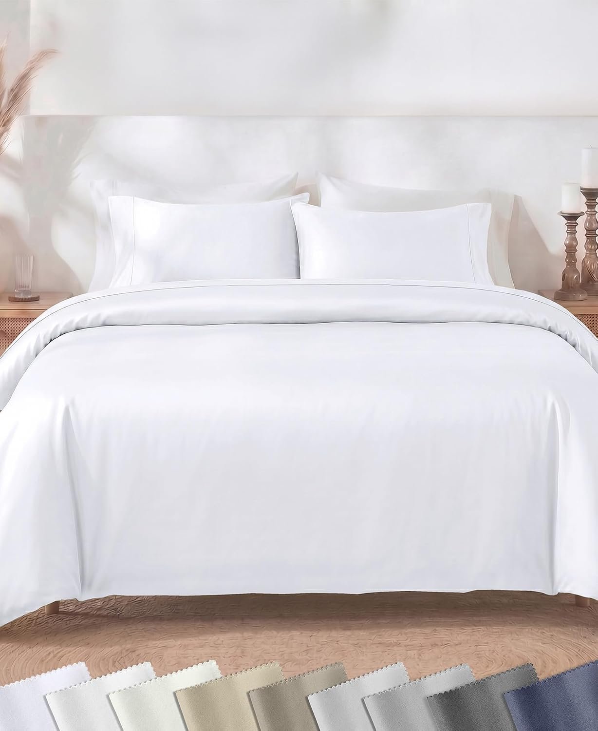 California Design Den Luxury Queen Duvet Cover Set, White