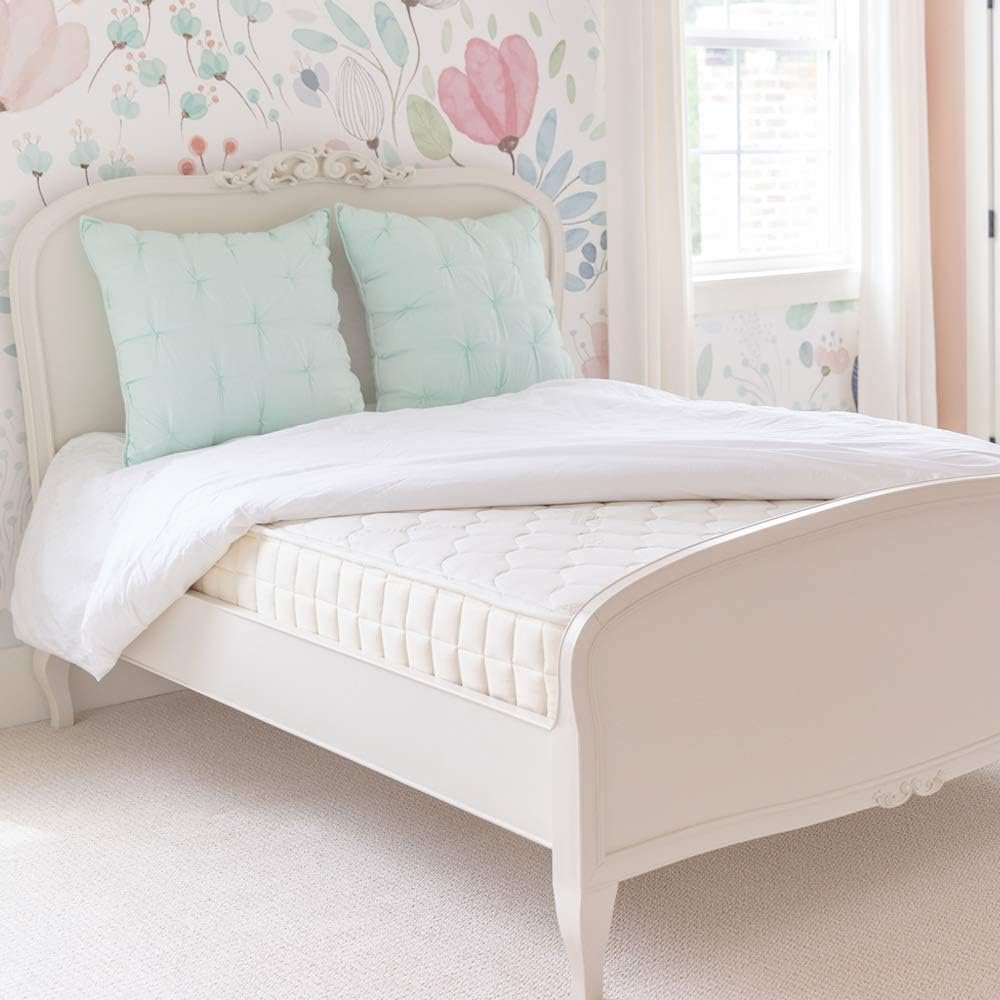 Naturepedic Verse Organic Kids Mattress – Queen Firm Mattress with Encased Coil Layers – Quilted and Waterproof Sides – Universal Comfort Mattress for Trundle Bed and Bunk Bed