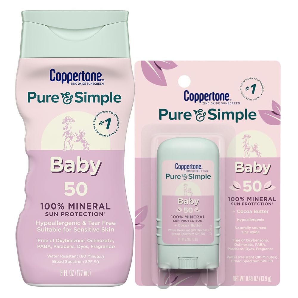 Coppertone Pure and Simple Baby Sunscreen Set, Variety Pack, 2 Items