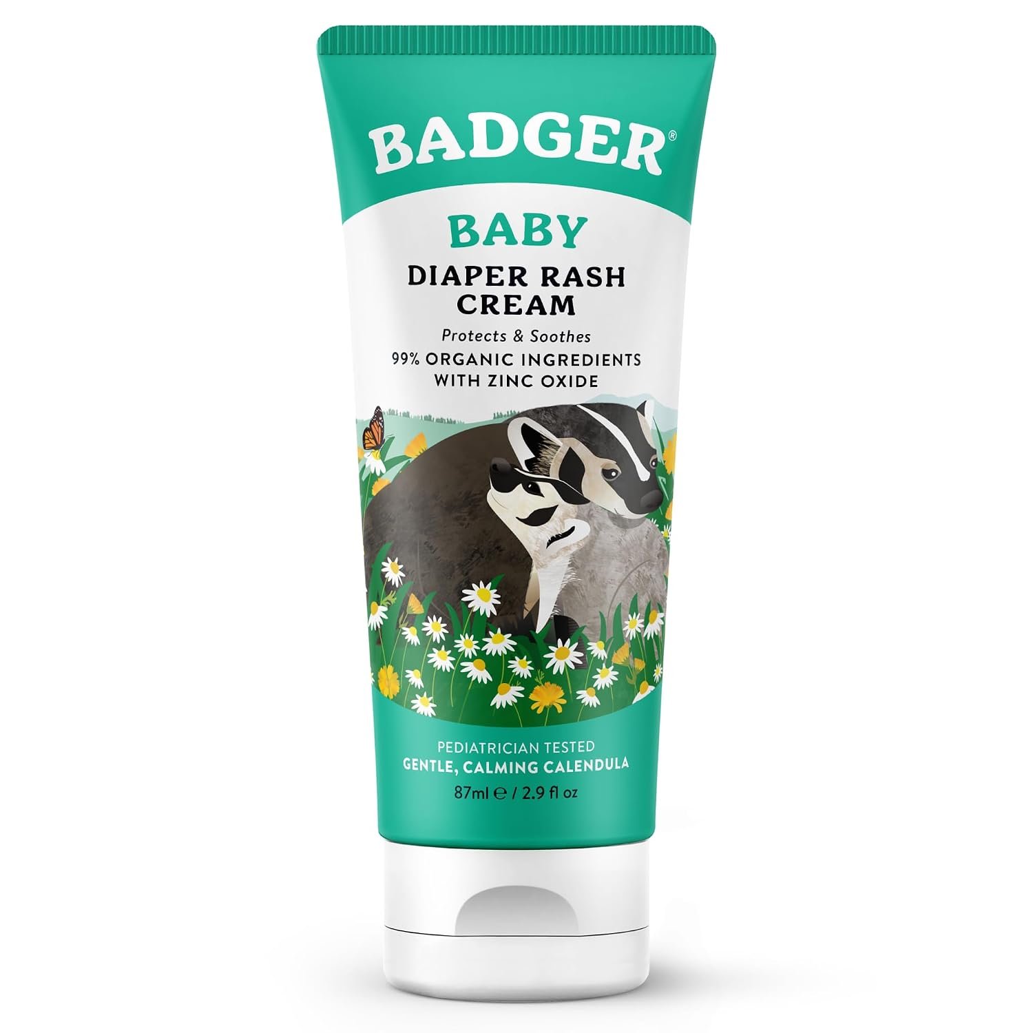 Badger Baby Diaper Rash Cream, Zinc Oxide, 2.9 fl oz