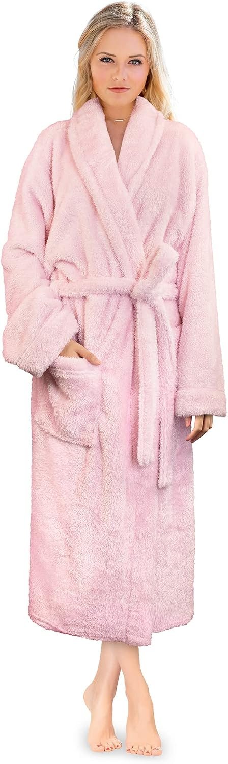 PAVILIA Premium Womens Plush Soft Robe, Fluffy Warm Fleece Sherpa Bathrobe