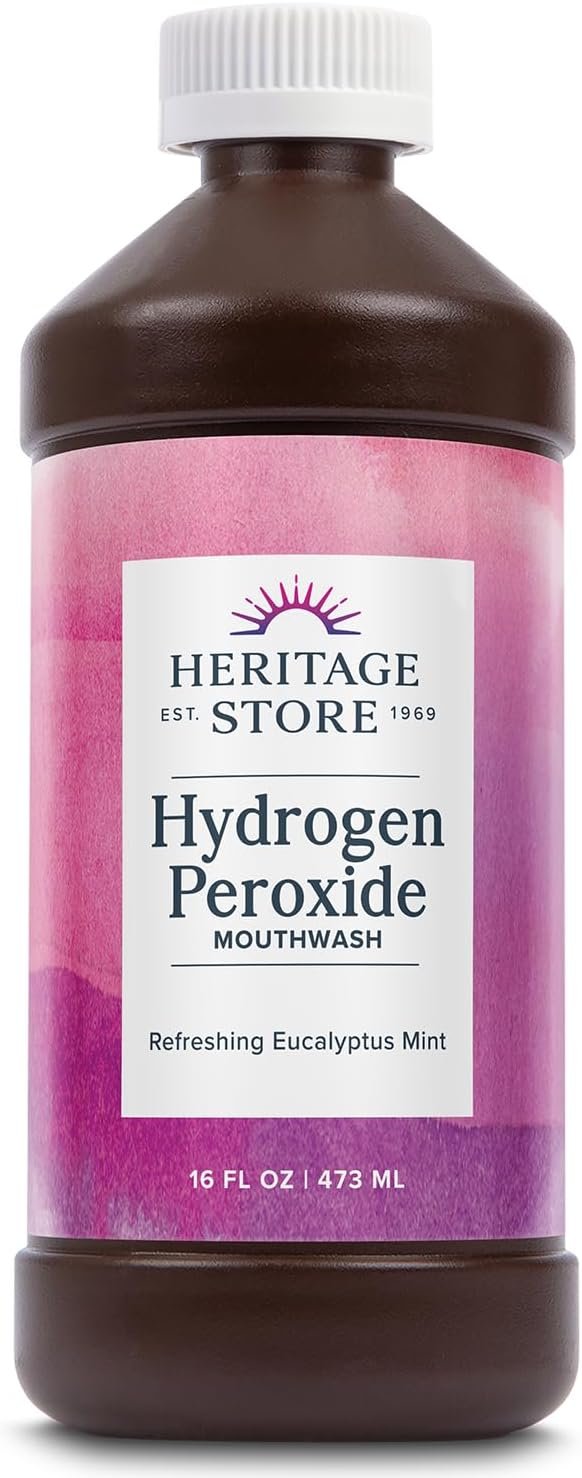 HERITAGE STORE Hydrogen Peroxide Mouthwash, Fresh Mint, 16 fl oz