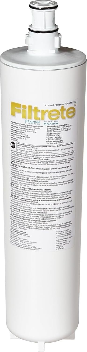 Filtrete Under Sink Replacement Water Filter Cartridge 3US‑MAX‑F01