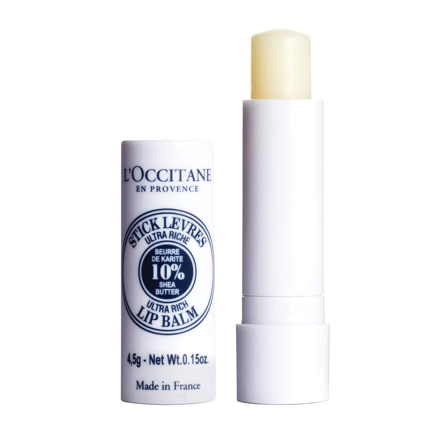 L’OCCITANE 10% Organic Shea Butter Ultra Rich Lip Balm Stick, Moisturizes, Nourishes, Repairs & Softens Dry, Chapped Lips, Long Lasting, Vegan