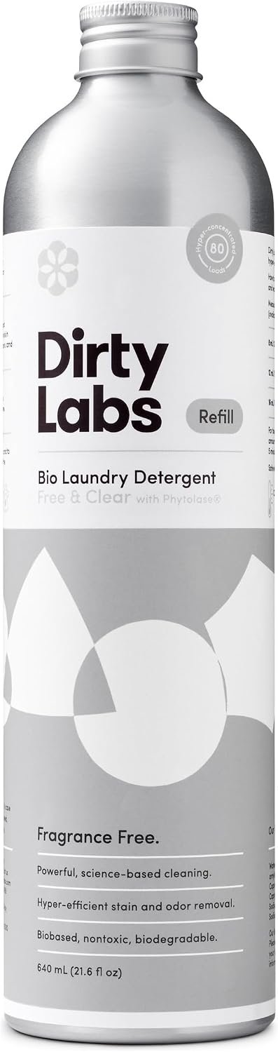 Dirty Labs | Free & Clear | Bio Laundry Detergent | 80 Loads (21.6 fl oz)