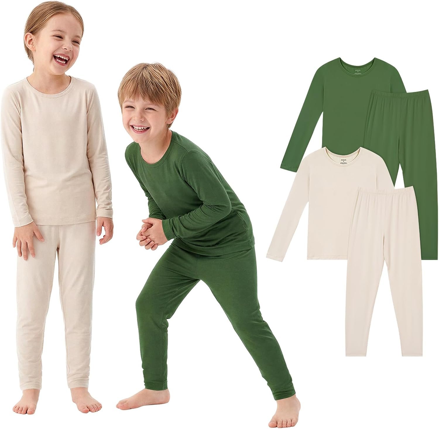 PurComfy Bamboo Viscose Long Sleeve Toddler Pajama Set, Boys Girls, 4-Piece