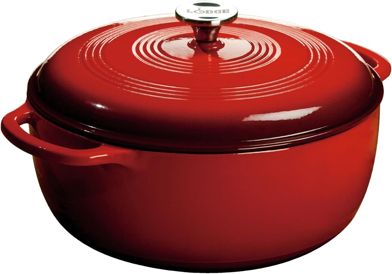 Lodge Essential Enamel Cast Iron Dutch Oven, 7.5 Quart, Island Spice Red