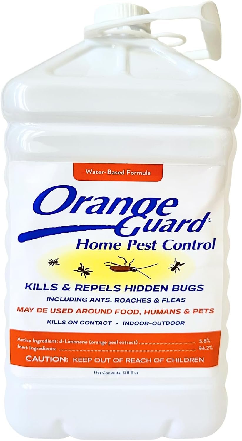 Orange Guard Home Pest Control with D-Limonene | All-Natural Food Grade Orange Peel Oil for Bugs, Ants, Roaches, Fleas, Palmettos and Silverfish – 1 Gallon