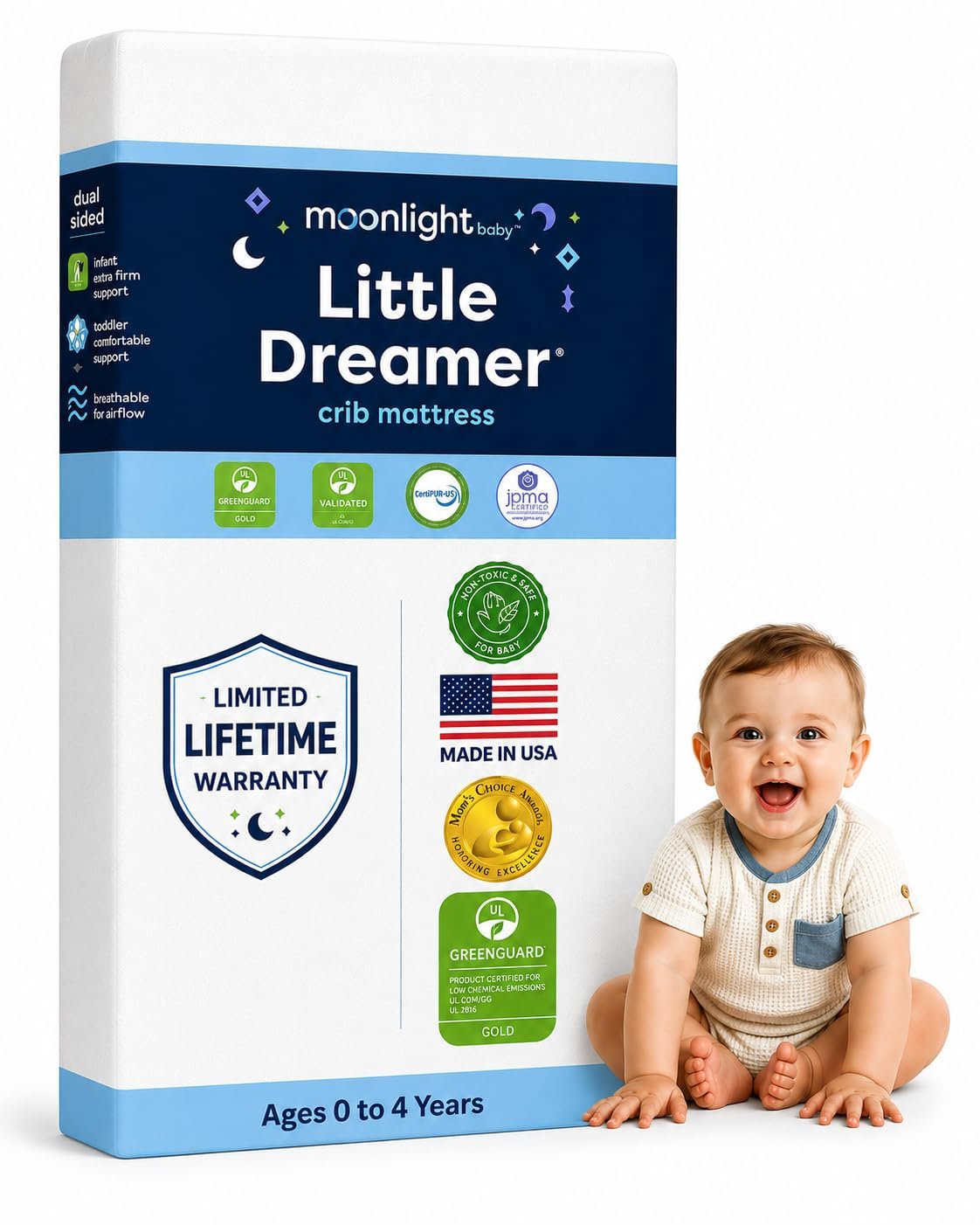 Moonlight Slumber Little Dreamer Crib Mattress – Dual-Sided Baby & Toddler