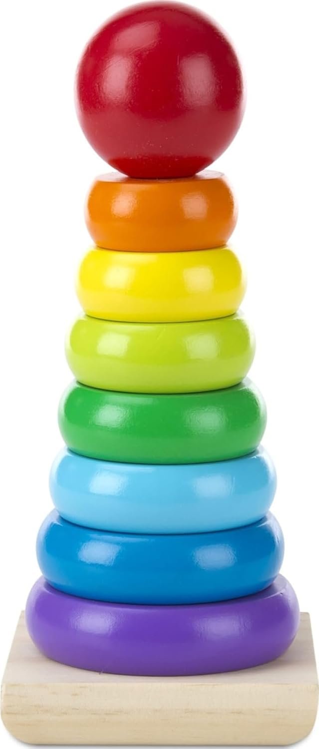 Melissa & Doug Rainbow Stacker Wooden Ring Educational Toy – Wooden Stacking Rings, Stacker Toys for Toddlers Ages 2+