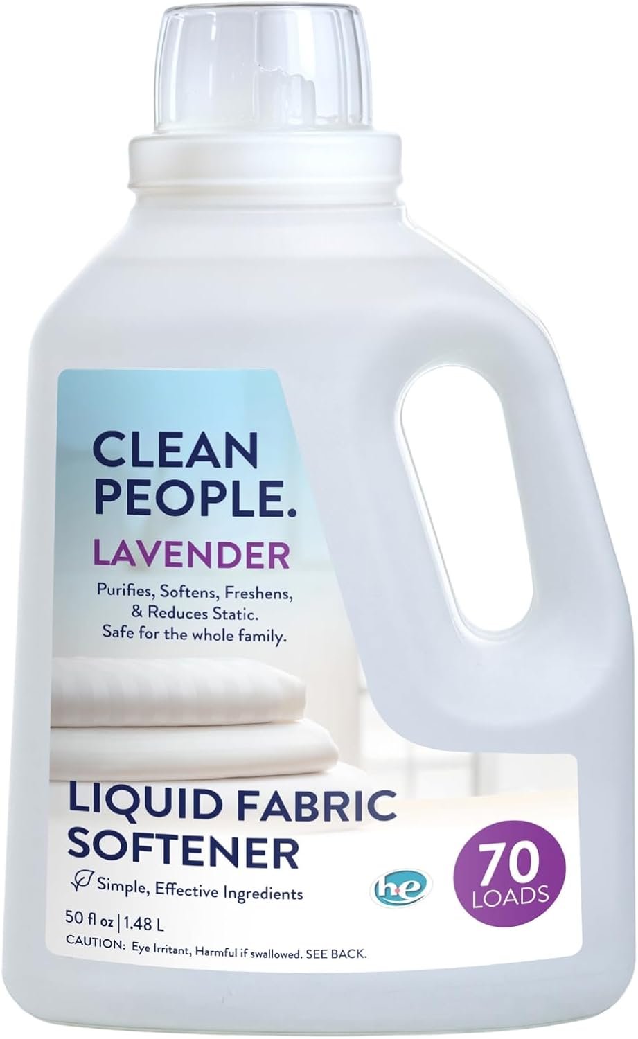 Clean People All Natural Liquid Fabric Softener – Plant-Based, Eco Friendly – Naturally Softens & Removes Static Cling – Vegan – Lavender Scented Laundry Softener – 50 fl oz – 70 loads