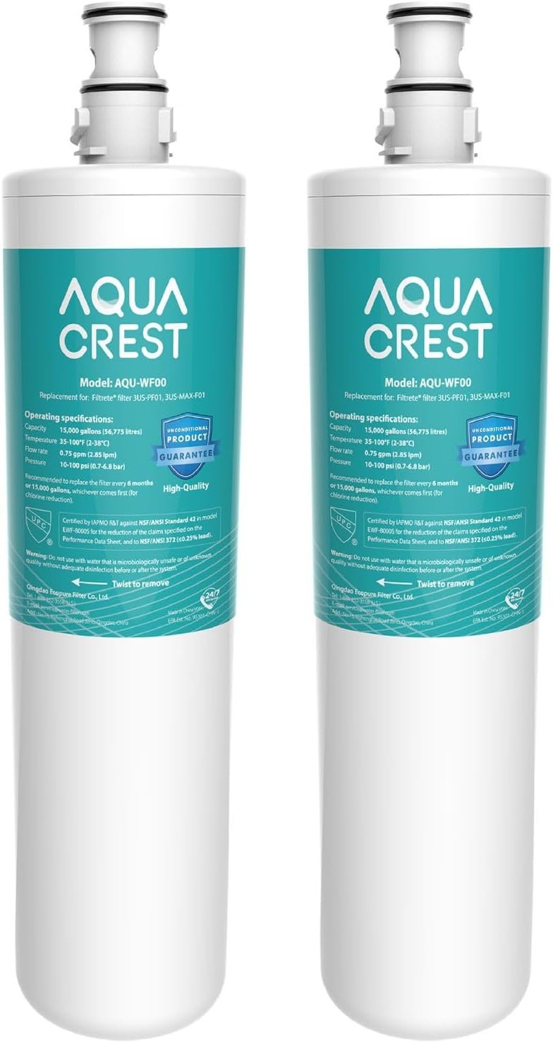 AQUA CREST 3US-PF01 Water Filter Replacement for Filtrete® 3US-PS01, 2 Pack