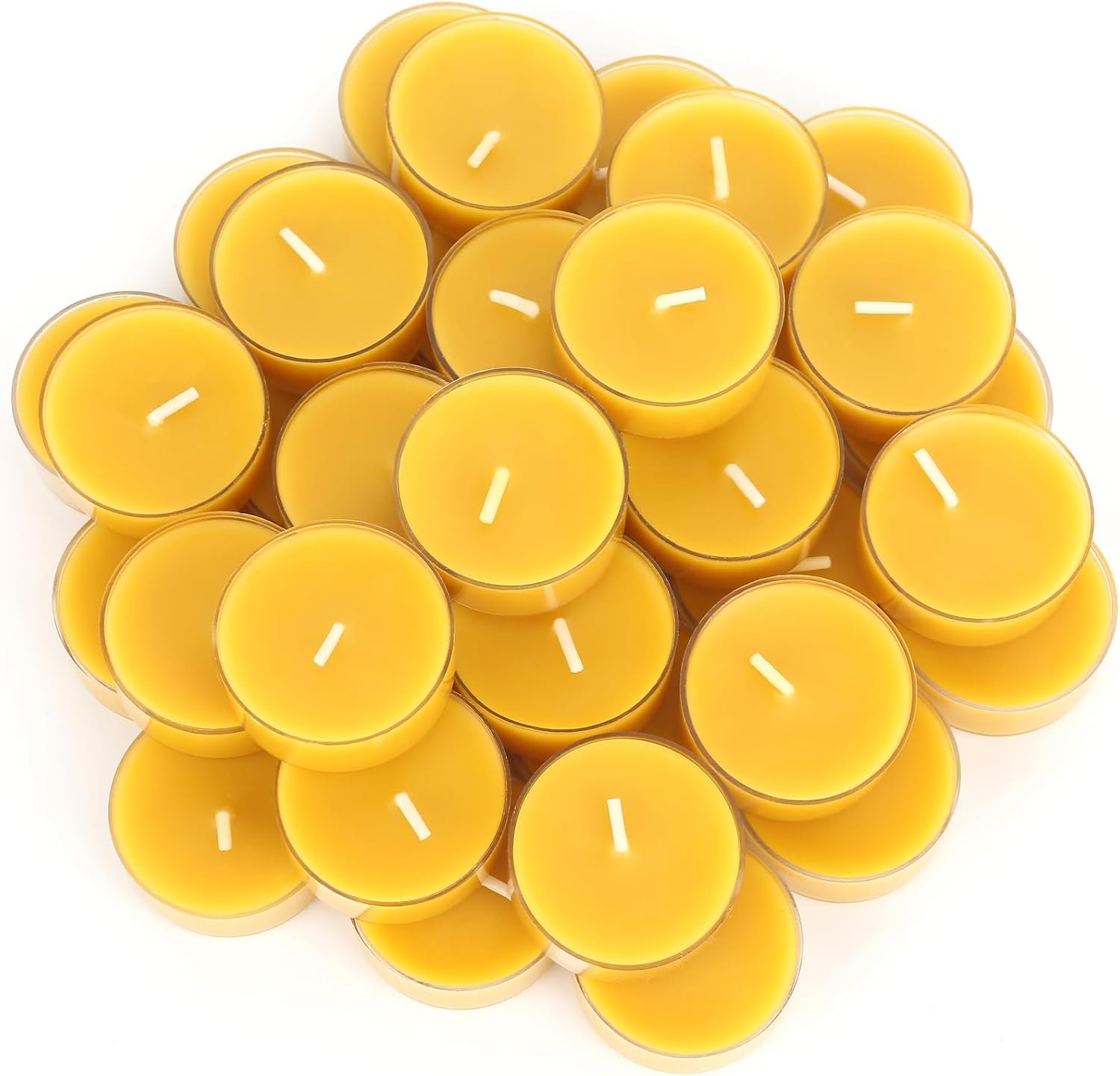 Beeswax Tealight Candles, 36 Pack, 4 Hour Burn