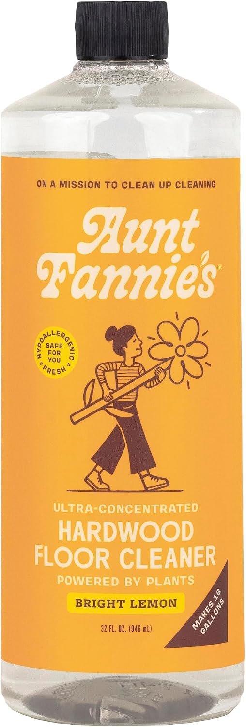 Aunt Fannie’s Hardwood Floor Cleaner, Vinegar-Free, Lemon, 32 oz, Pack of 1