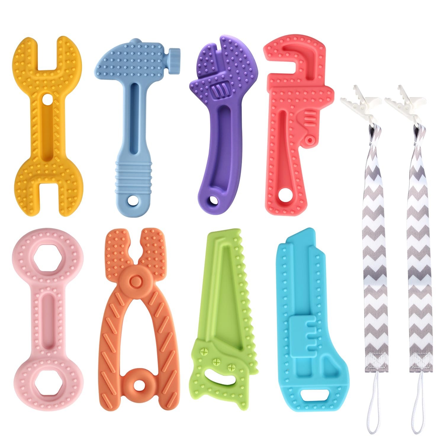 Yinghezu 8 Pack Chew Baby Teething Toys for 0-12 Months Silicone Teether