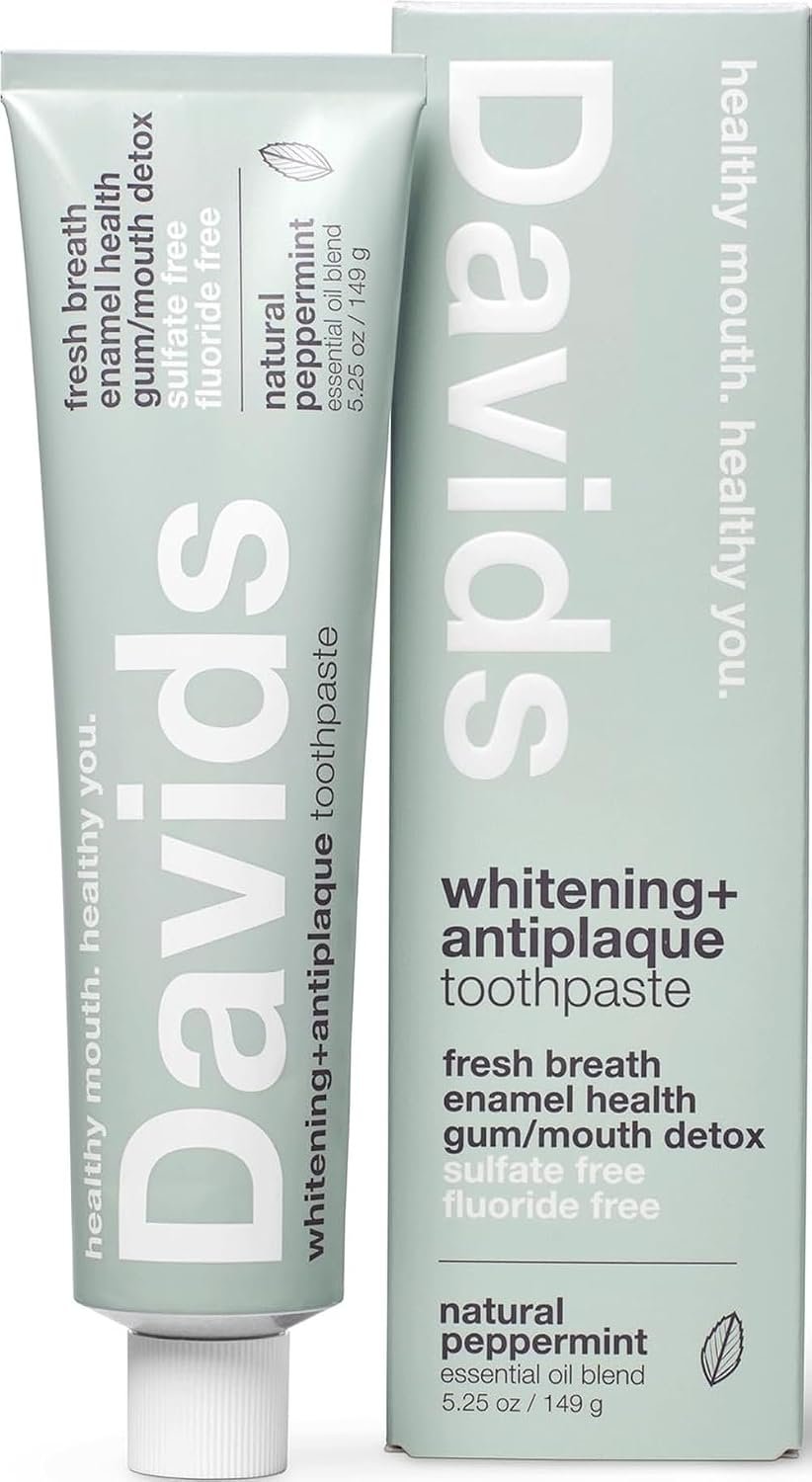 Davids Fluoride Free Toothpaste Teeth Whitening SLS Free Peppermint 5.25oz