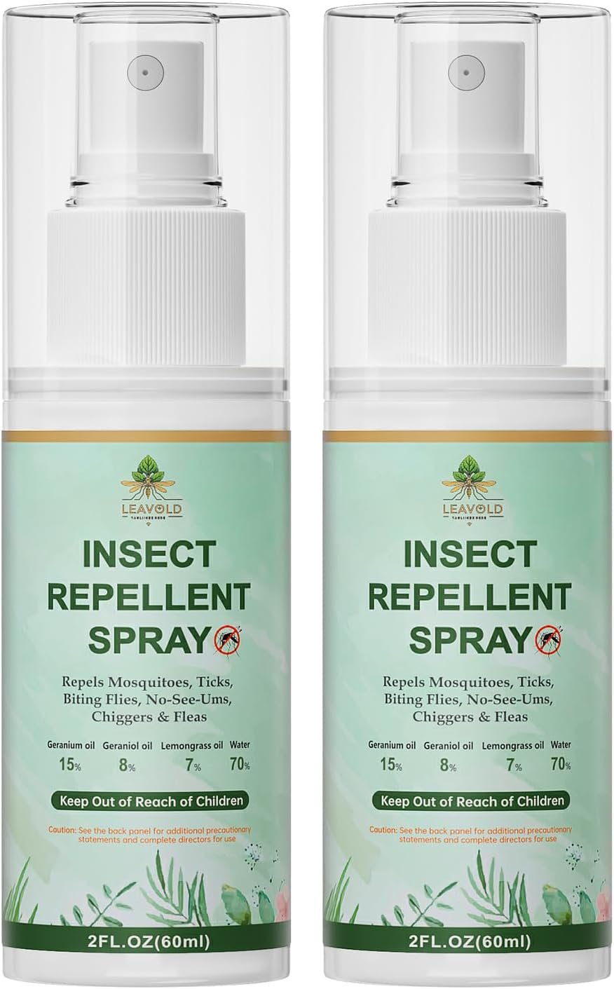 Mosquito Repellent Spray for Body, Made with Plant Essential Oils,Insect Repellent Spray Natural Bug Repellent for Skin DEET-Free Travel Size 2 Fl Oz (2 Pack)