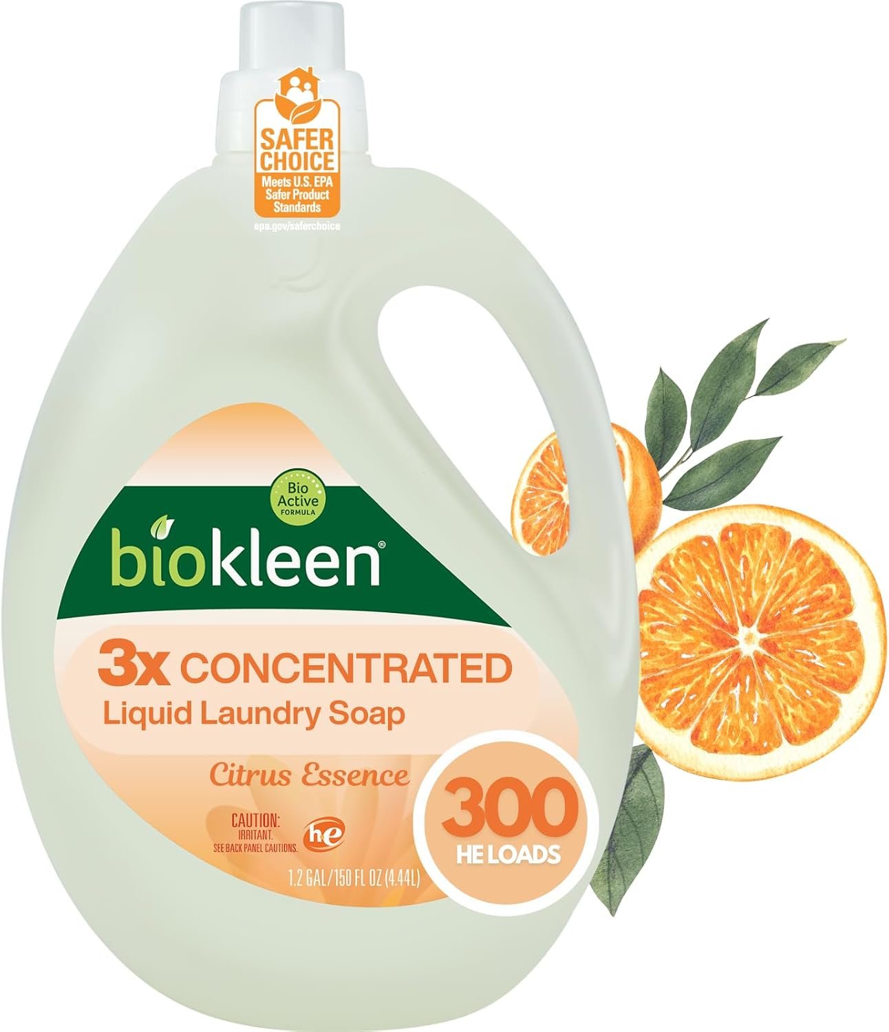 Biokleen Natural Laundry Detergent Liquid – 300 Loads- Eco Friendly Concentrated Plant Based Safe for Kids and Pets No Artificial Colors or Preservatives