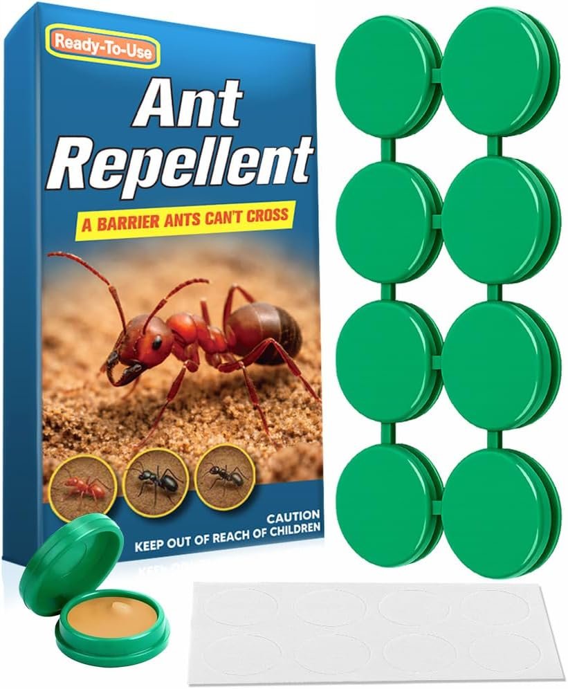 Ant Away Repellent Indoor, Ant Away for Outdoor Use, Helps Keep Black Ants & Sugar Ants Away from Kitchen, Bathroom, Pantry & Home Areas, Easy to Use, Kid & Pet Safe-8 Pcs
