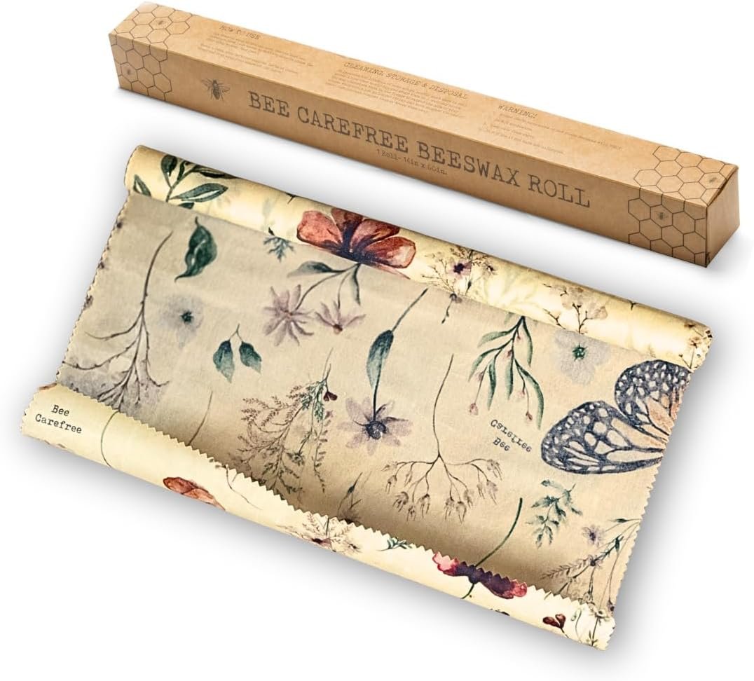 Reusable Beeswax Roll – 14” x 60” Eco-Friendly Plastic-Free Food Storage – Larger Than Competitors, Biodegradable, Washable, Sustainable Zero-Waste Kitchen Solution