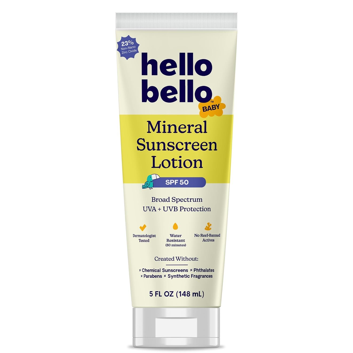 Hello Bello Baby Sunscreen, SPF50 Broad-Spectrum Mineral Sun Lotion, 5oz