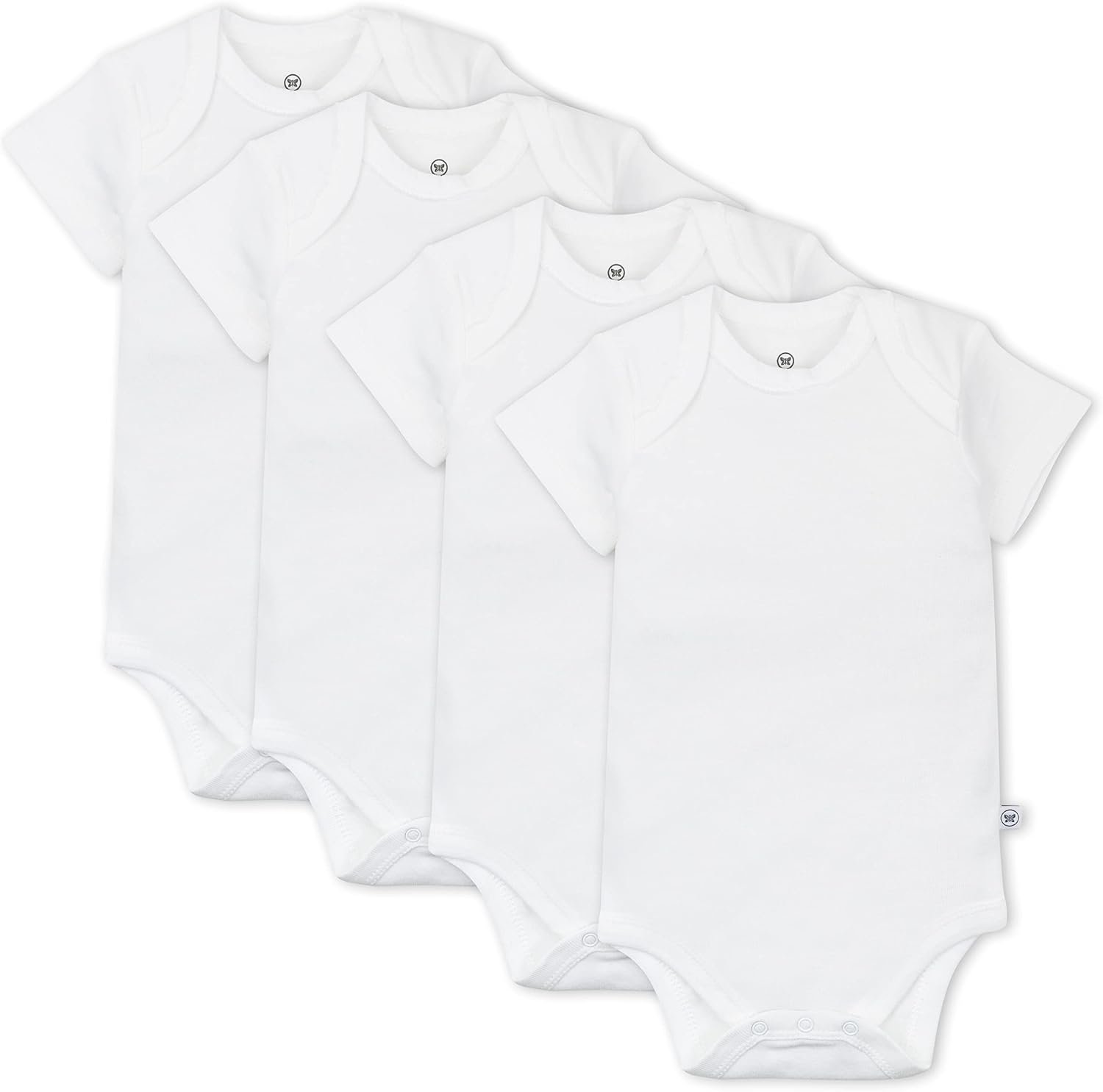 HonestBaby 4-pack Short Sleeve Bodysuits One-piece 100% Organic Cotton for Baby Boys, Girls, Unisex