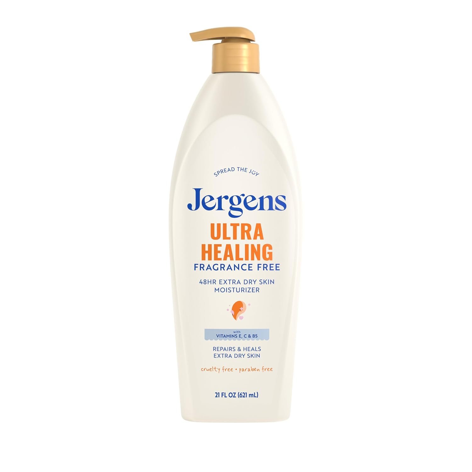 Jergens Ultra Healing Dry Skin Lotion, Hand and Body Moisturizer for Quick Absorption into Extra Dry Skin with Hydralucence Blend, Vitamins C, E and B5, White, 21 oz