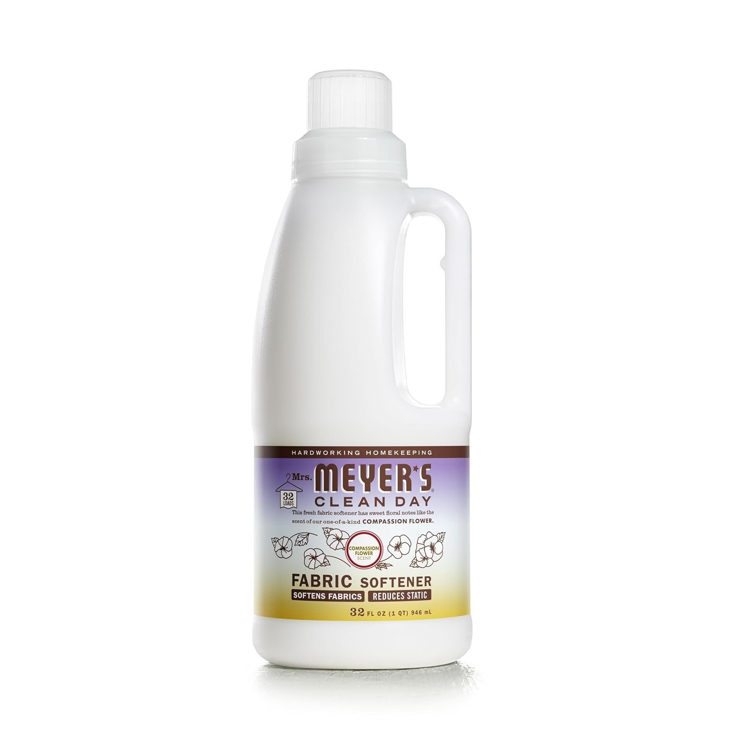 MRS. MEYER’S CLEAN DAY Liquid Fabric Softener, Compassion Flower, 32 fl oz