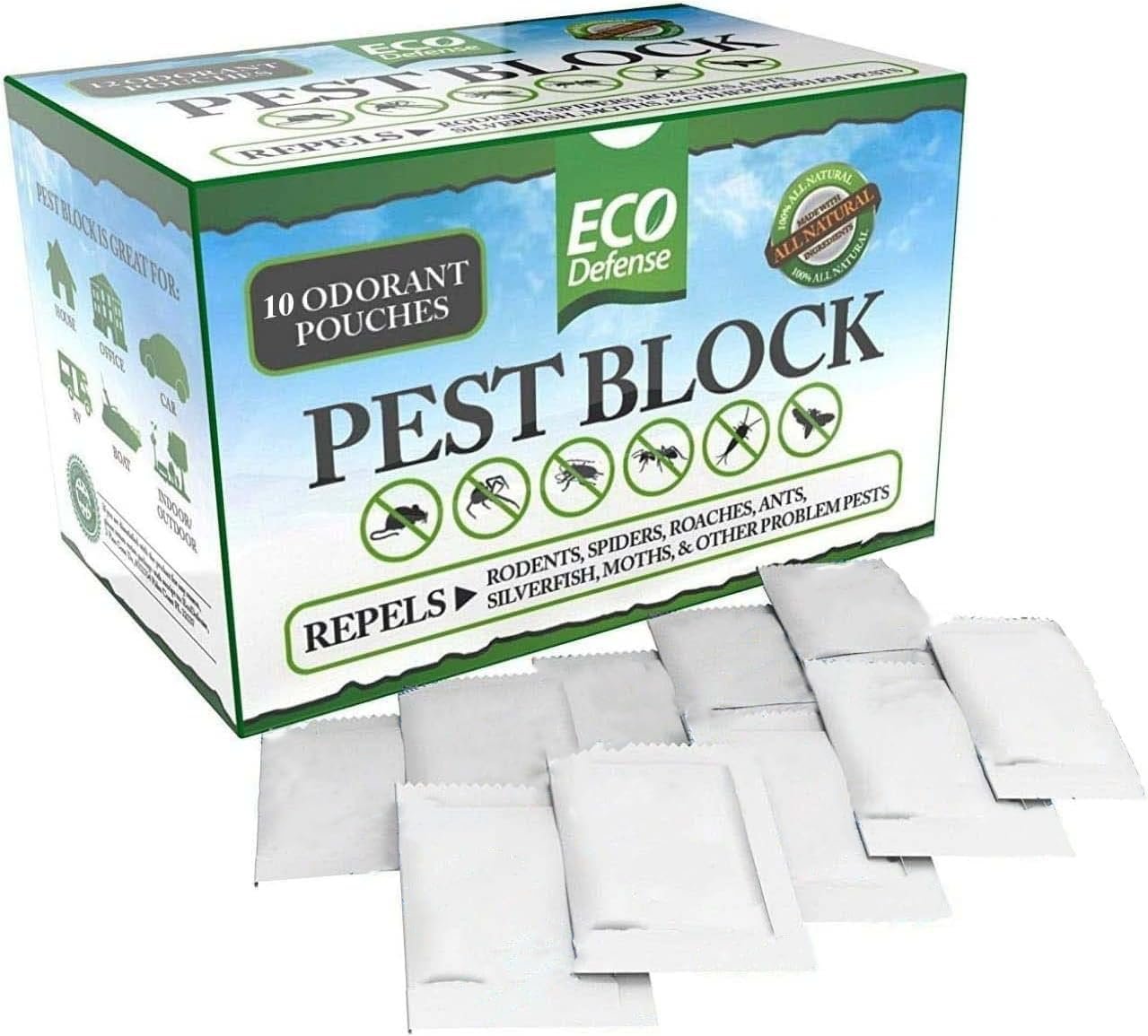 Pest Block Pouches for Silverfish, Spiders, Roaches, Ants, and Rodents