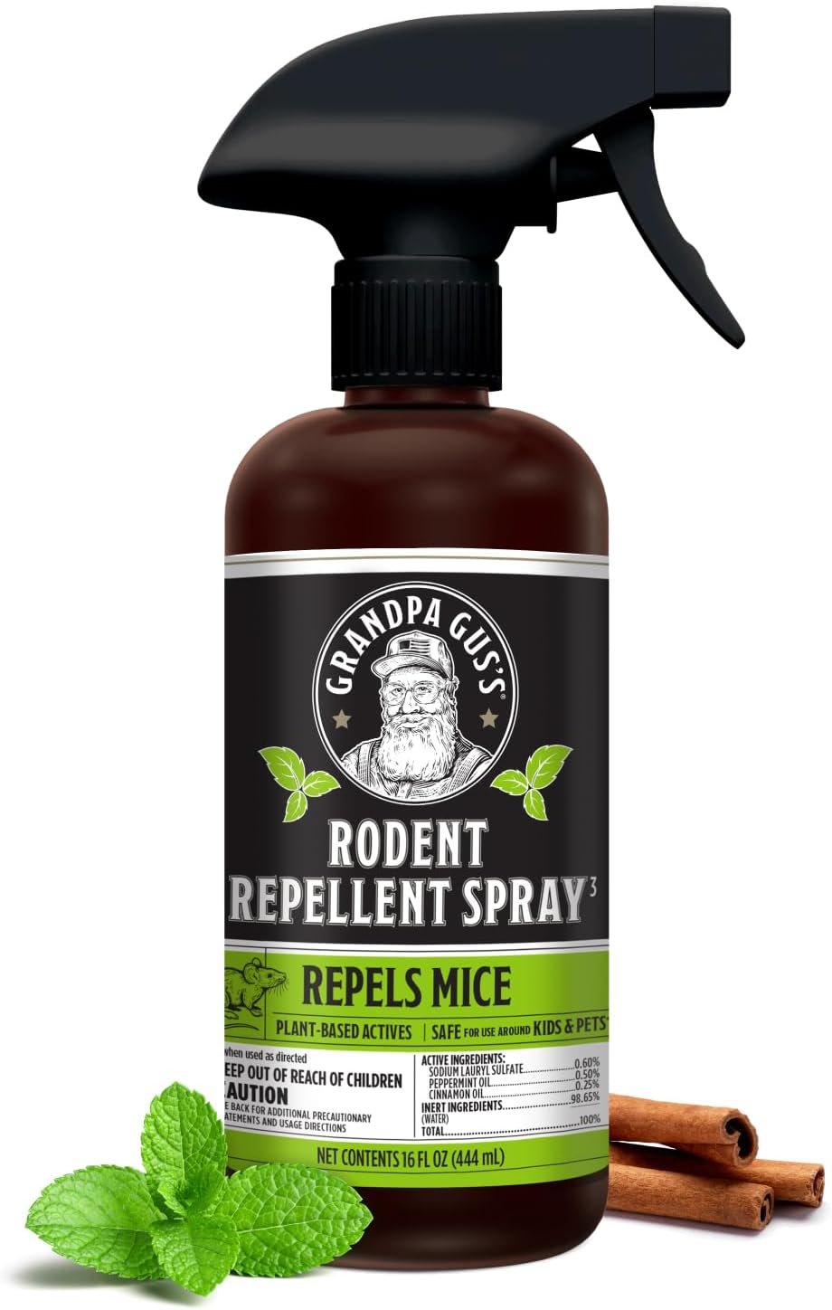 Grandpa Gus’s Rodent Repellent Spray, Natural Peppermint Oil, 16 Fl Oz