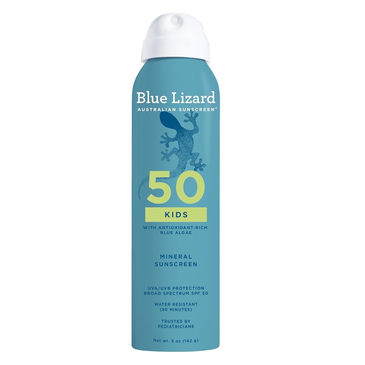 Blue Lizard Kids Mineral Sunscreen Spray SPF 50+, Brand, Broad-Spectrum UVA/UVB Protection, Water-Resistant, Zinc Oxide Formula, 5 fl oz