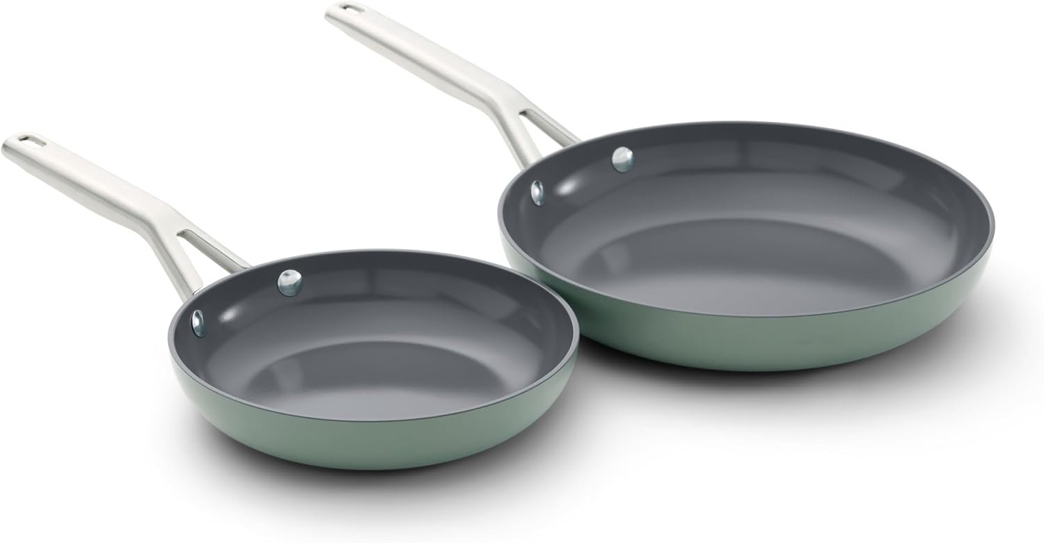 Calphalon® Ceramic Nonstick 8″ and 10″ Frying Pan Set, Silver Ash