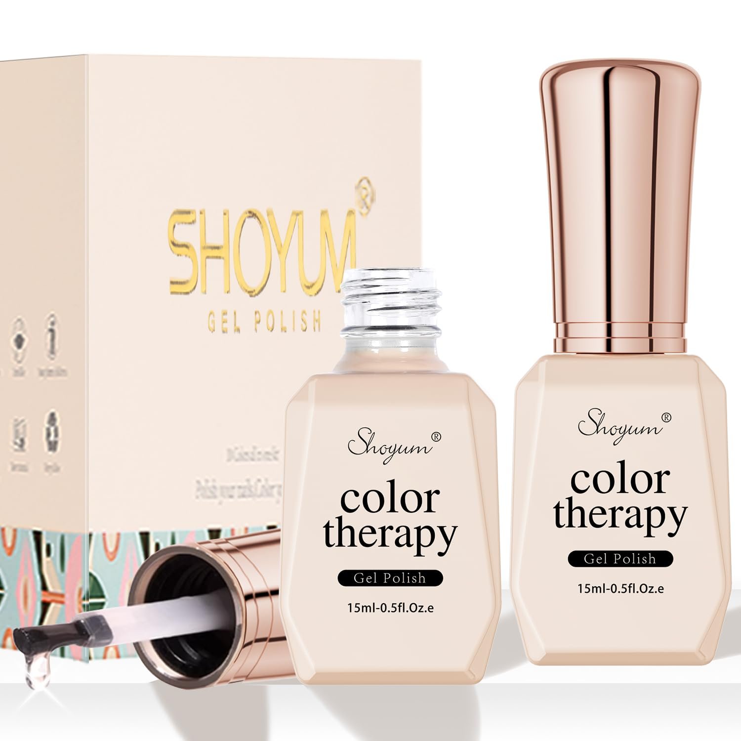 SHOYUM 2 Pcs 15ml No Wipe Gel Top Coat and Base Coat Set – Shine Finish and Long Lasting, Soak Off LED Nail Lamp Gel Base Top Coat Finish Nail Art Design Manicure Gifts for Women