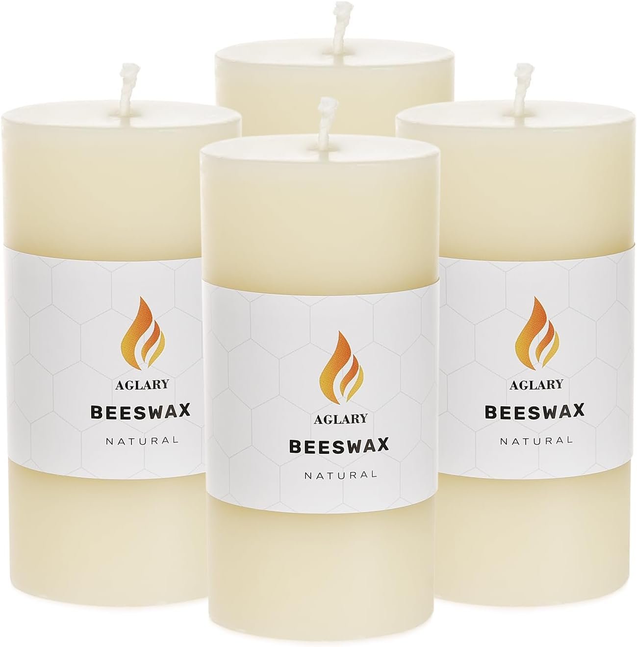 4PCS Handmade Pure Beeswax Pillar Candles, 2×4 Inch, Unscented, White