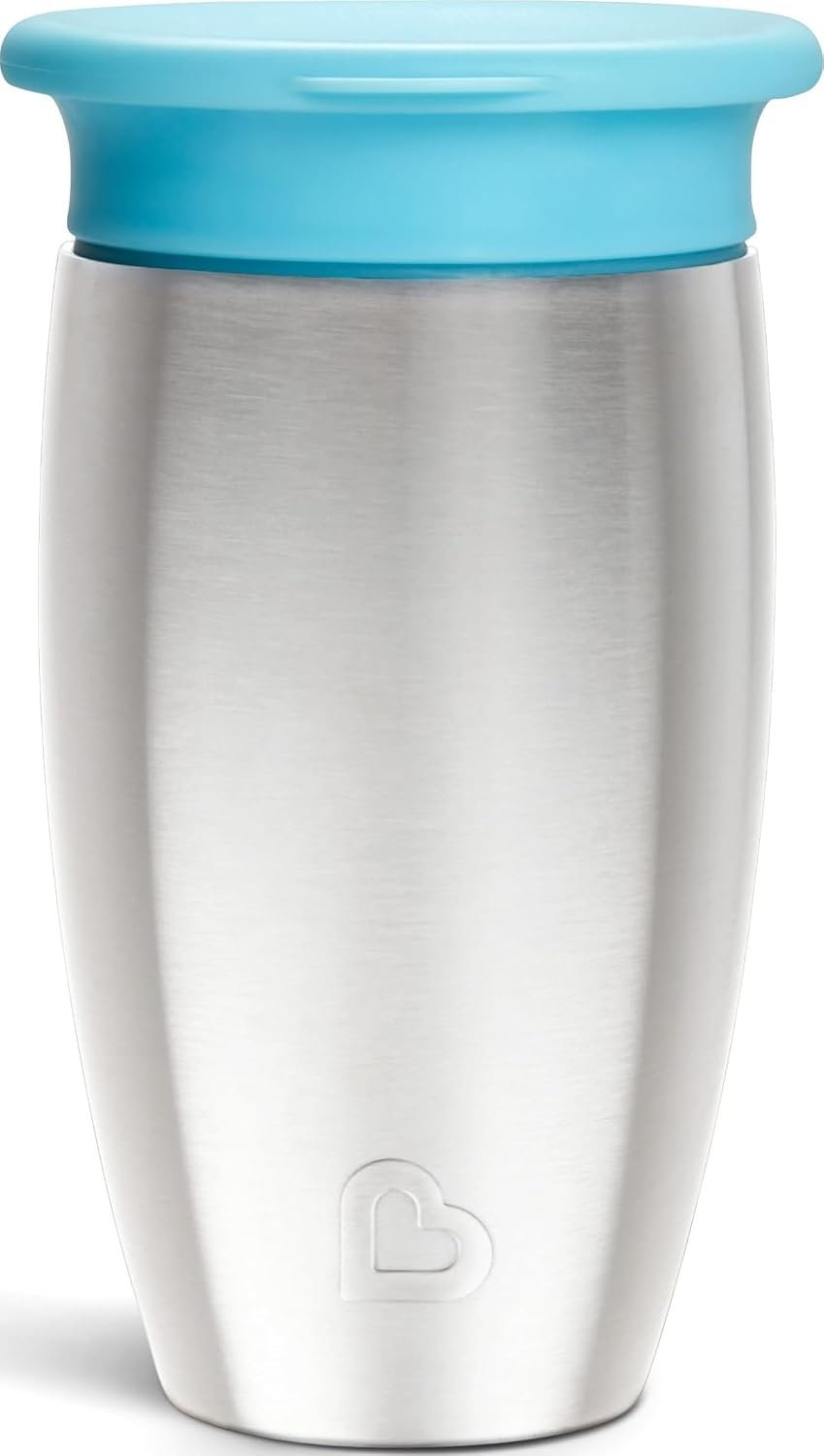 Munchkin Miracle 360 Stainless Steel Sippy Cup, Spill Proof, Blue, 10 Ounce