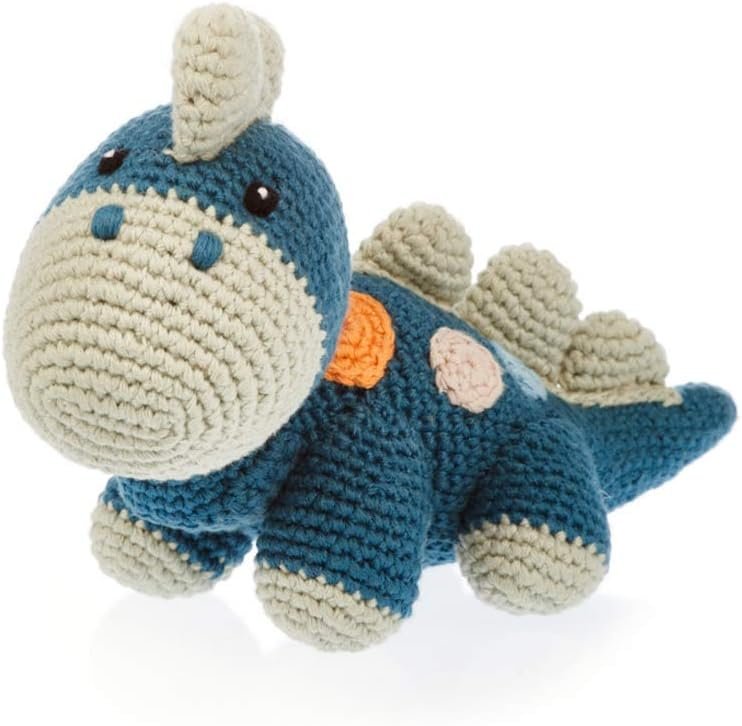 Pebble | Handmade Dinosaur – Blue | Organic Cotton | Crochet | Fair Trade | Pretend | Imaginative Play | Stegosaurus | Machine Washable
