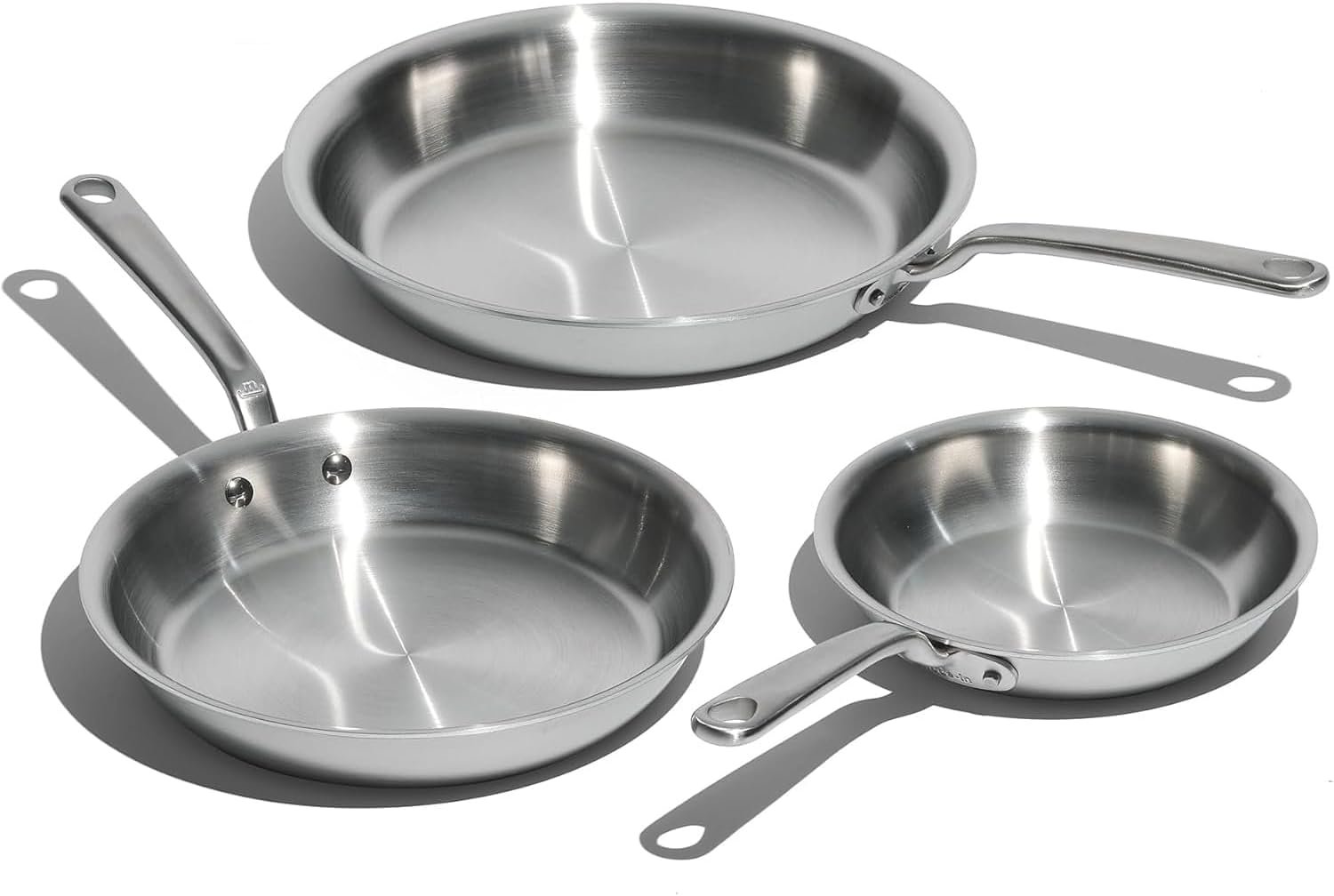 Made In Cookware – 3-Piece (Includes 8″,10″,12″) Stainless Frying Pan Set – 5 Ply Stainless Clad – Professional Cookware – Crafted in Italy – Induction Compatible