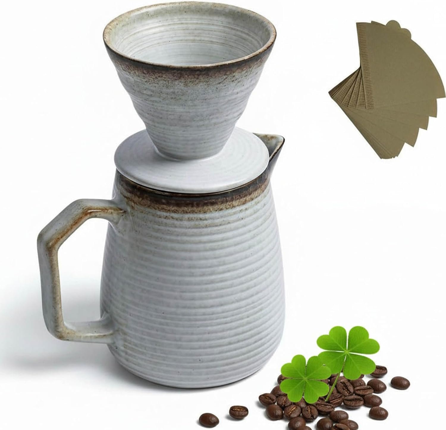 pour over coffee maker – Ceramic Dripper Pot, Heat-Resistant & Easy Clean