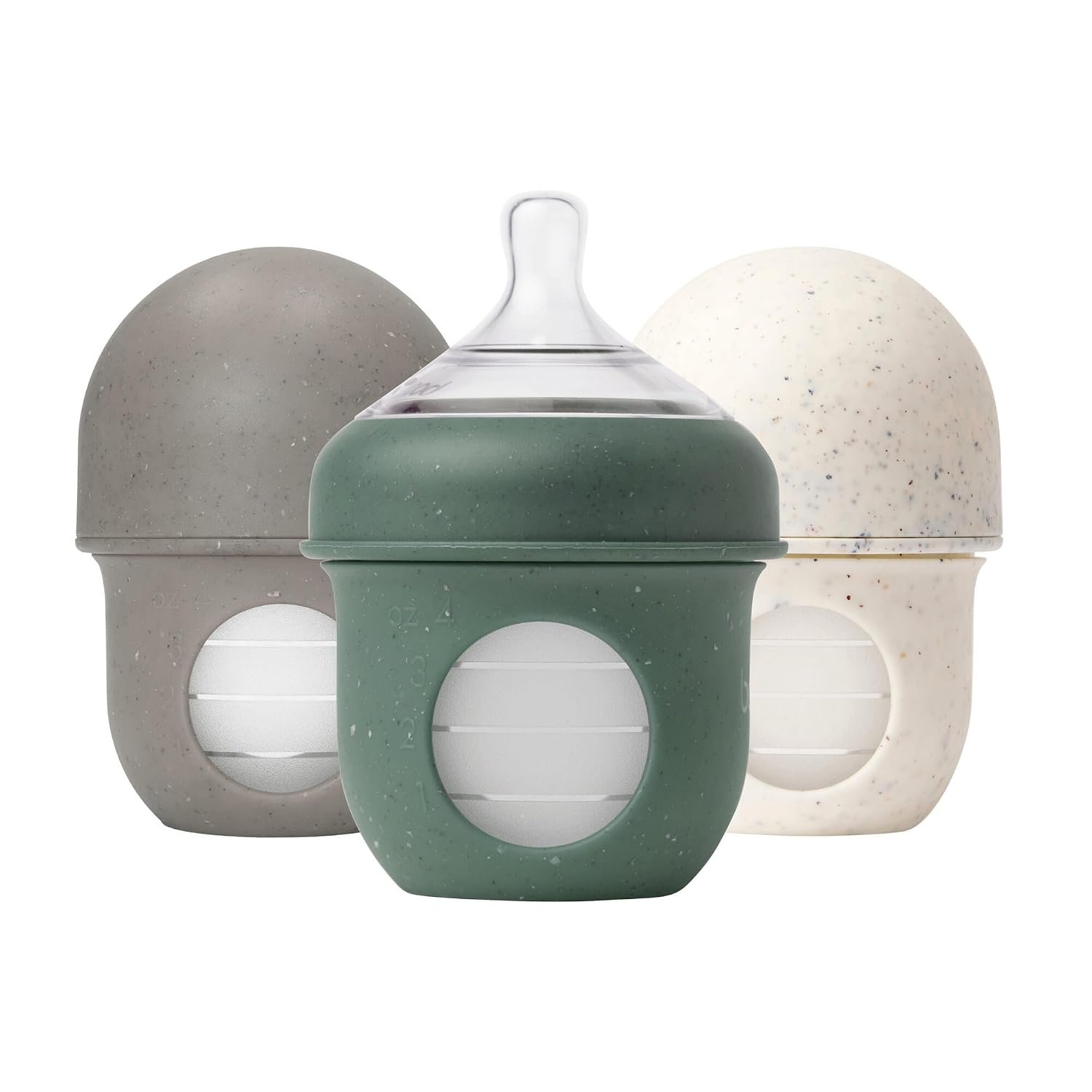 Boon Nursh Silicone Baby Bottles – Green Speckle – 4 Oz – 3 Count