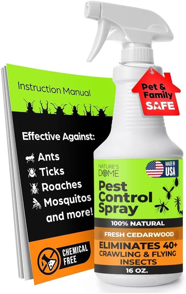 Nature’s Dome Cedarwood Oil Pest Control Spray 16 Oz | Natural Ant Killer & Bug Spray for Indoor & Outdoor Use | Bug Spray for Flea, Ticks, Ant & Mosquitos
