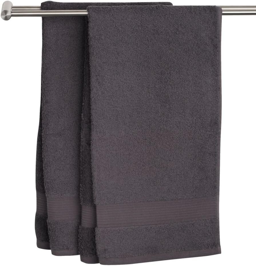 Pre-Washed Organic Hemp & Cotton Terry Towel – Soft, Moisture-Wicking, Quick-Dry, Hypoallergenic Bath Comfort (Dark Grey, Medium Bath Towel 20×40)