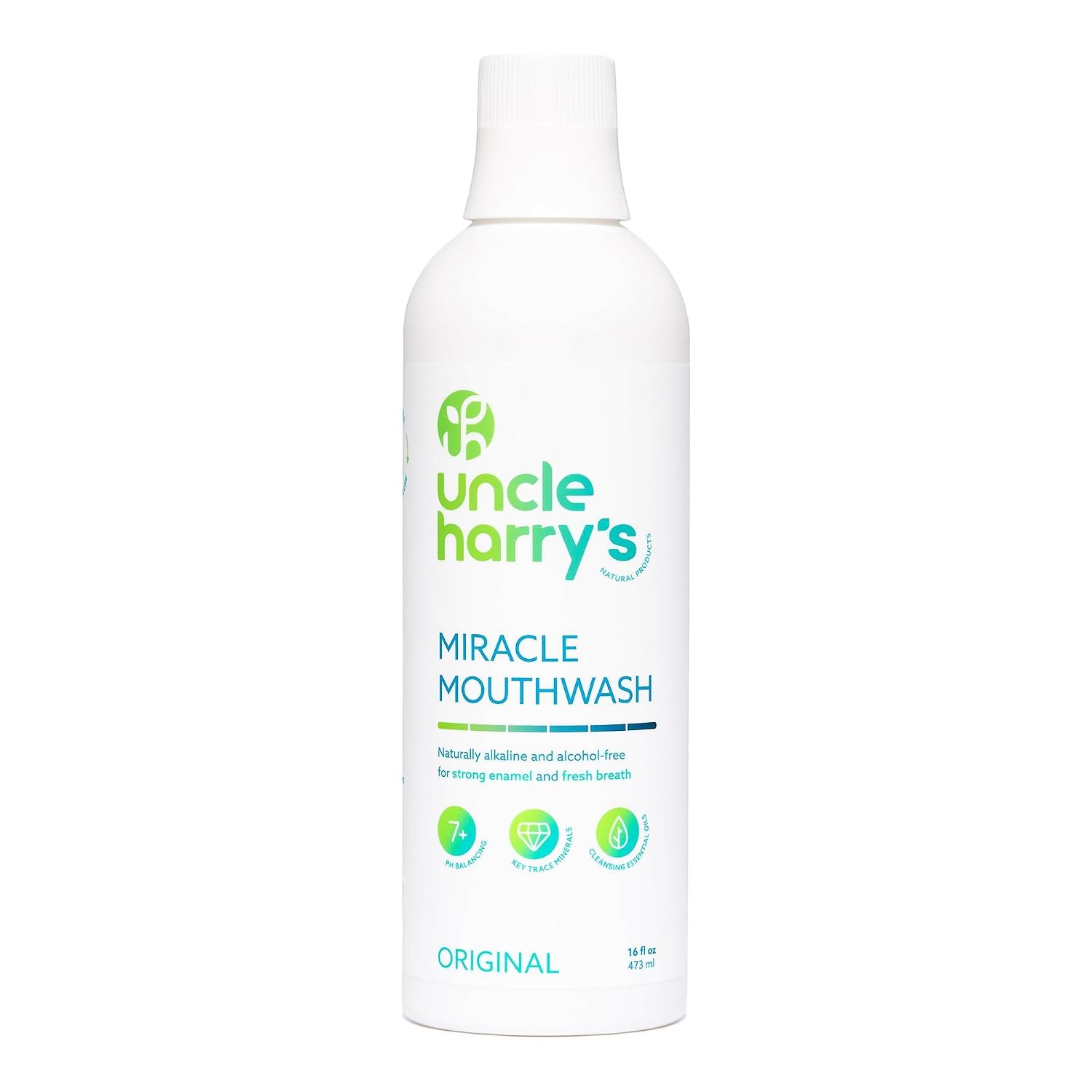 Uncle Harry’s Natural Alkalizing Miracle Mouthwash | Adult & Kids Mouthwash for Bad Breath | pH Balanced Oral Care Mouth Wash & Mouth Rinse (16 fl oz)