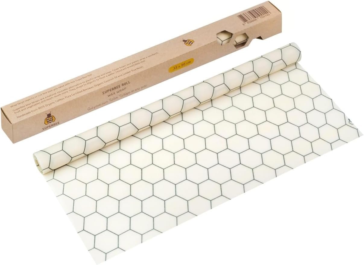 SuperBee Beeswax Wrap Roll XL 35×13″ Reusable Food Wrap Hexagonia